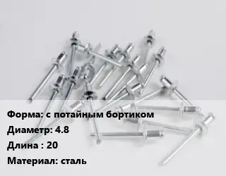 Заклепка с потайным бортиком 4.8х20 сталь